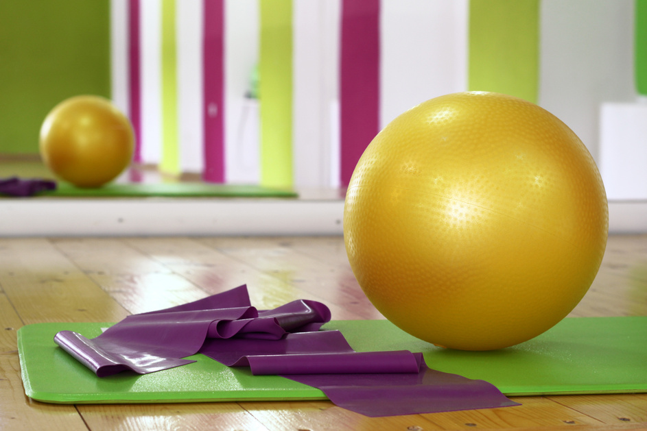Pilates Ball on a Yoga Mat